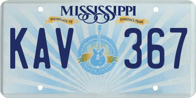 MS license plate KAV367