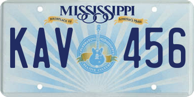 MS license plate KAV456