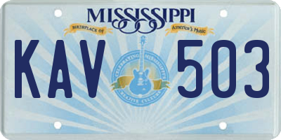 MS license plate KAV503