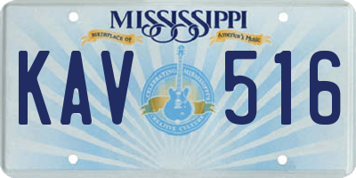 MS license plate KAV516