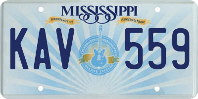 MS license plate KAV559