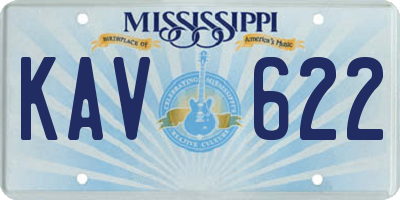 MS license plate KAV622