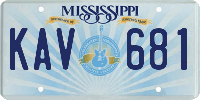 MS license plate KAV681