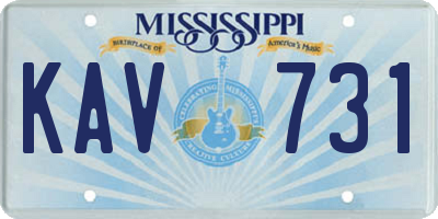 MS license plate KAV731