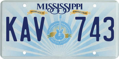MS license plate KAV743