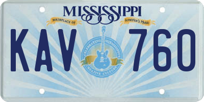 MS license plate KAV760