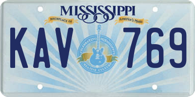 MS license plate KAV769