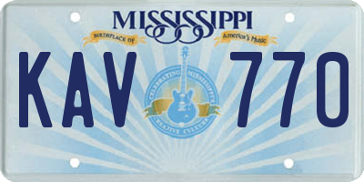 MS license plate KAV770