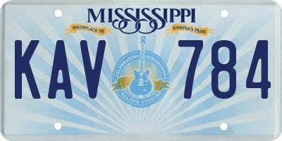 MS license plate KAV784