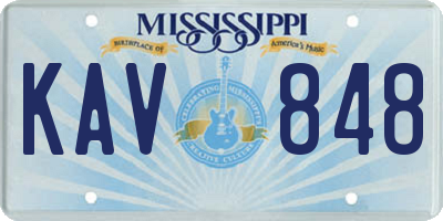 MS license plate KAV848