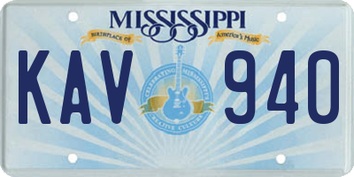 MS license plate KAV940