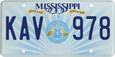 MS license plate KAV978