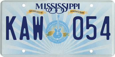 MS license plate KAW054