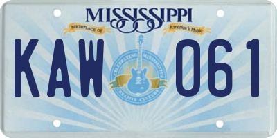 MS license plate KAW061