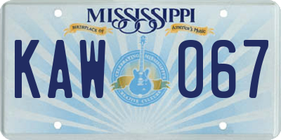 MS license plate KAW067
