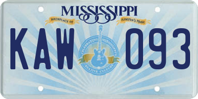MS license plate KAW093