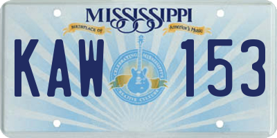 MS license plate KAW153
