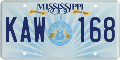 MS license plate KAW168