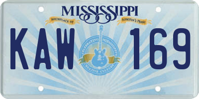 MS license plate KAW169