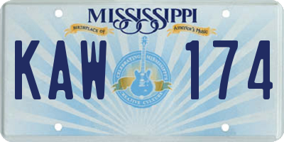 MS license plate KAW174
