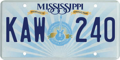 MS license plate KAW240