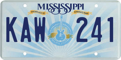 MS license plate KAW241