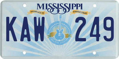 MS license plate KAW249