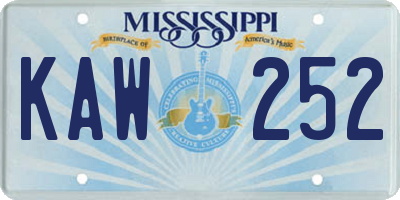 MS license plate KAW252