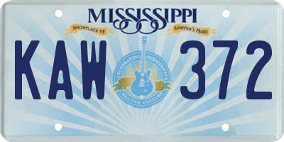 MS license plate KAW372