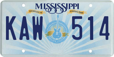 MS license plate KAW514