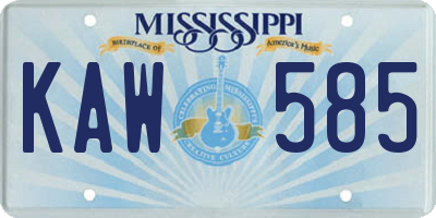 MS license plate KAW585