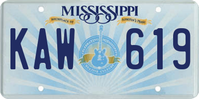 MS license plate KAW619
