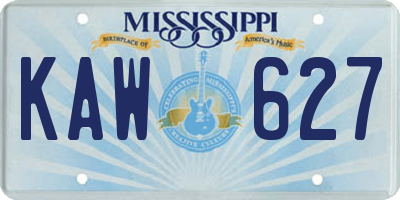 MS license plate KAW627
