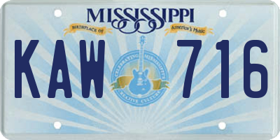 MS license plate KAW716