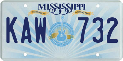 MS license plate KAW732