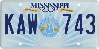 MS license plate KAW743