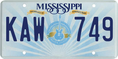 MS license plate KAW749