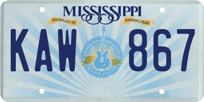 MS license plate KAW867