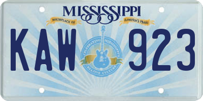 MS license plate KAW923