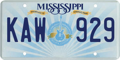 MS license plate KAW929