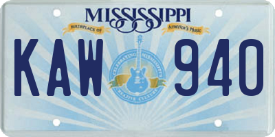 MS license plate KAW940