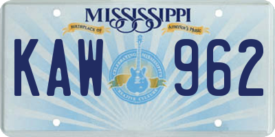 MS license plate KAW962