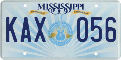 MS license plate KAX056