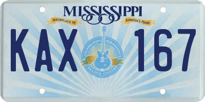 MS license plate KAX167