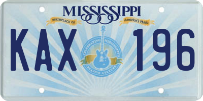MS license plate KAX196