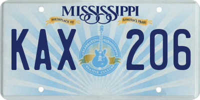 MS license plate KAX206