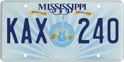MS license plate KAX240