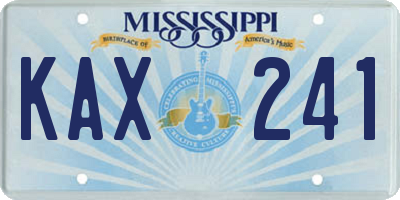 MS license plate KAX241