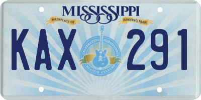 MS license plate KAX291