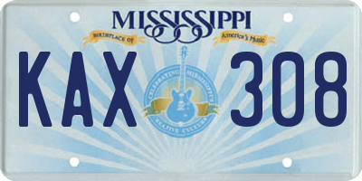 MS license plate KAX308